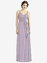 Front View Thumbnail - Lilac Haze Draped Wrap Chiffon Maxi Dress with Sash