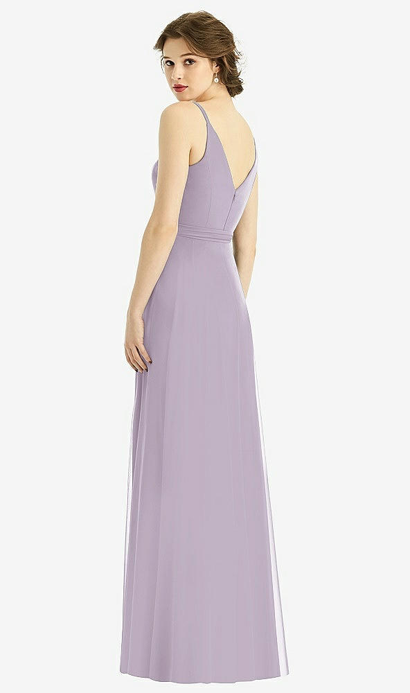 Back View - Lilac Haze Draped Wrap Chiffon Maxi Dress with Sash