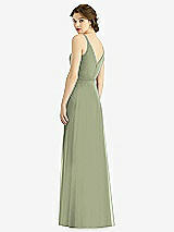 Rear View Thumbnail - Sage Draped Wrap Chiffon Maxi Dress with Sash