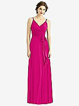 Front View Thumbnail - Think Pink Draped Wrap Chiffon Maxi Dress with Sash