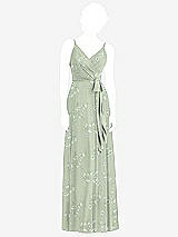 Front View Thumbnail - Vintage Primrose Sage Draped Wrap Chiffon Maxi Dress with Sash