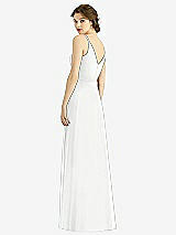 Rear View Thumbnail - White Draped Wrap Chiffon Maxi Dress with Sash