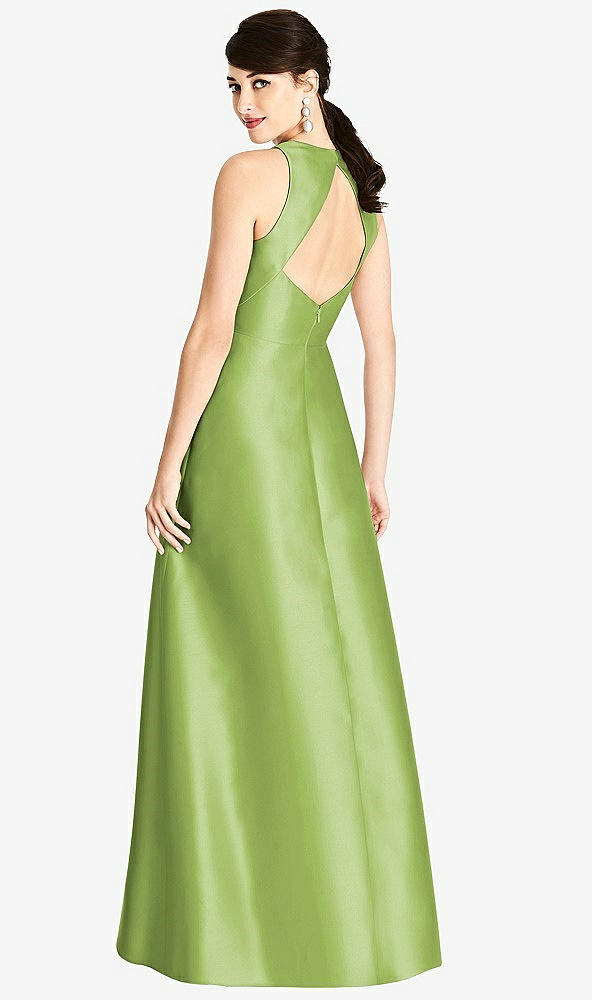 Back View - Mojito Sleeveless Open-Back Satin A-Line Dress