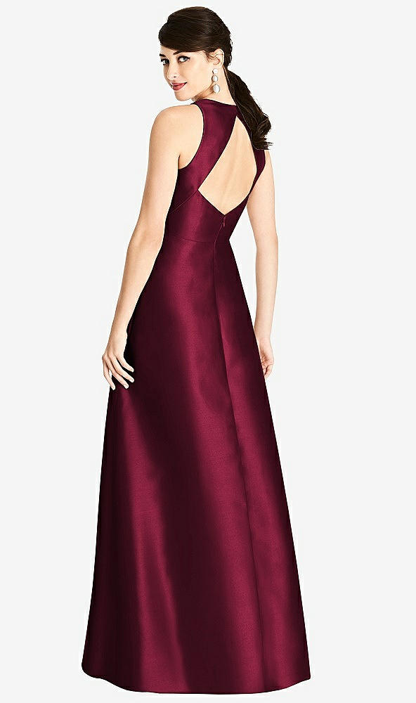 Back View - Cabernet Sleeveless Open-Back Satin A-Line Dress