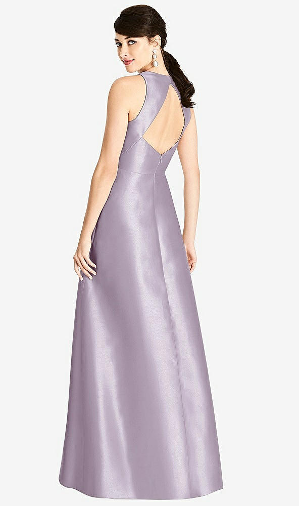 Back View - Lilac Haze Sleeveless Open-Back Satin A-Line Dress