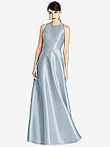 Front View Thumbnail - Mist Sleeveless Open-Back Satin A-Line Dress