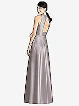 Rear View Thumbnail - Cashmere Gray Sleeveless Open-Back Pleated Skirt Dress with Pockets
