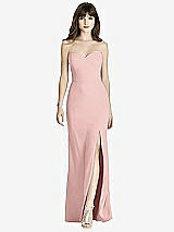 Front View Thumbnail - Rose - PANTONE Rose Quartz Strapless Crepe Trumpet Gown with Front Slit