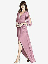 Front View Thumbnail - Dusty Pink Split Sleeve Backless Chiffon Maxi Dress