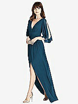 Front View Thumbnail - Atlantic Blue Split Sleeve Backless Chiffon Maxi Dress