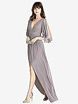 Front View Thumbnail - Cashmere Gray Split Sleeve Backless Chiffon Maxi Dress