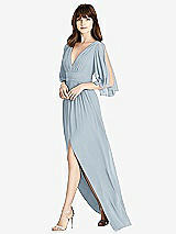 Front View Thumbnail - Mist Split Sleeve Backless Chiffon Maxi Dress