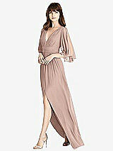 Front View Thumbnail - Neu Nude Split Sleeve Backless Chiffon Maxi Dress