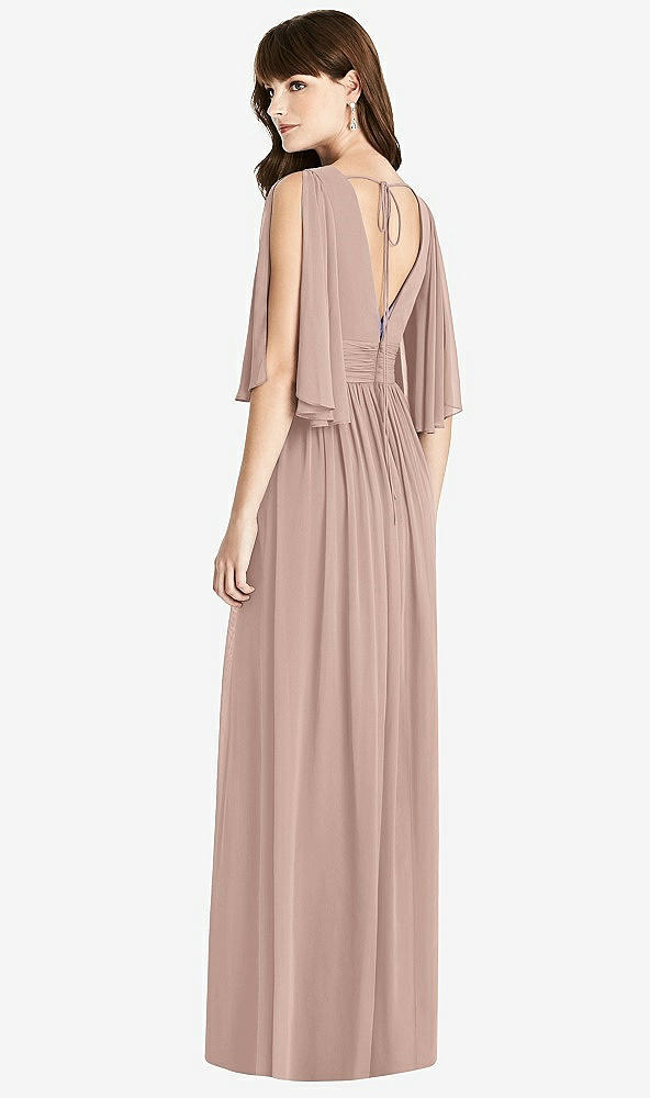 Back View - Neu Nude Split Sleeve Backless Chiffon Maxi Dress