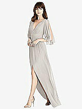 Front View Thumbnail - Oyster Split Sleeve Backless Chiffon Maxi Dress