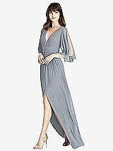 Front View Thumbnail - Platinum Split Sleeve Backless Chiffon Maxi Dress