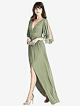 Front View Thumbnail - Sage Split Sleeve Backless Chiffon Maxi Dress