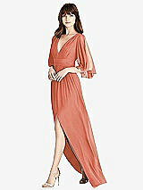 Front View Thumbnail - Terracotta Copper Split Sleeve Backless Chiffon Maxi Dress