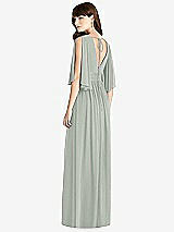 Rear View Thumbnail - Willow Green Split Sleeve Backless Chiffon Maxi Dress