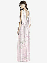 Rear View Thumbnail - Watercolor Print Split Sleeve Backless Chiffon Maxi Dress