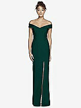 Alt View 2 Thumbnail - Evergreen Off-the-Shoulder Criss Cross Back Trumpet Gown