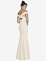 Alt View 1 Thumbnail - Oat Off-the-Shoulder Criss Cross Back Trumpet Gown