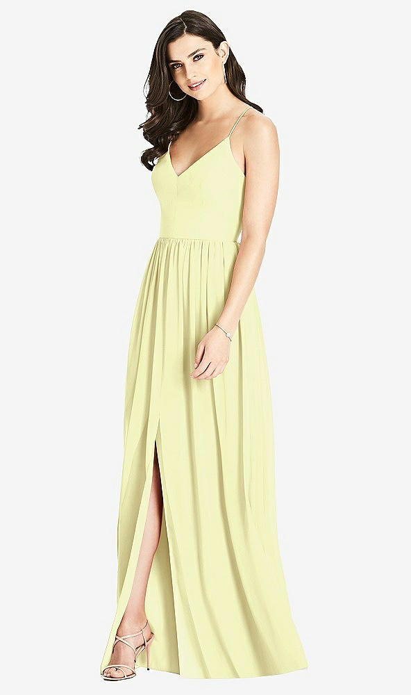 Front View - Butter Yellow Criss Cross Strap Backless Maxi Dress