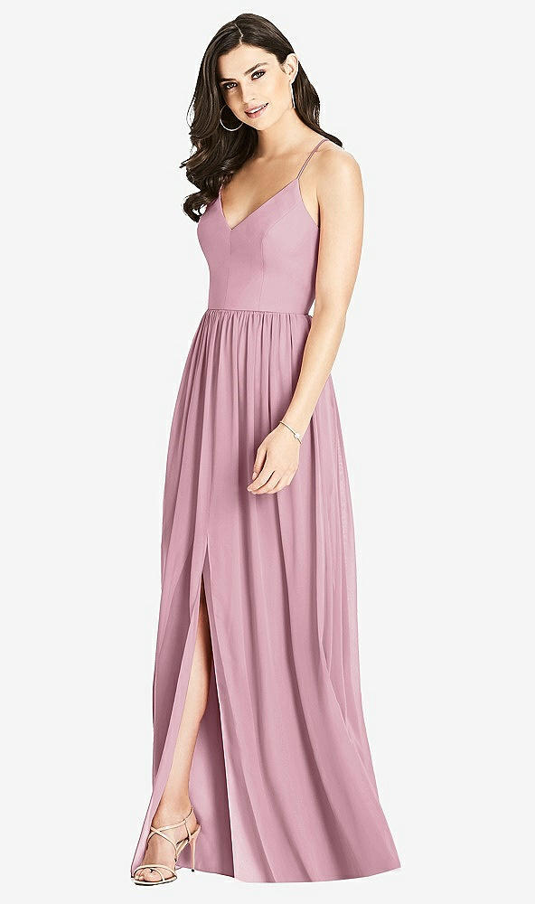 Front View - Dusty Pink Criss Cross Strap Backless Maxi Dress