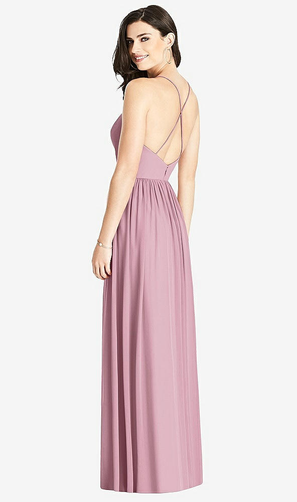 Back View - Dusty Pink Criss Cross Strap Backless Maxi Dress