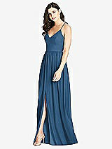 Front View Thumbnail - Dusk Blue Criss Cross Strap Backless Maxi Dress