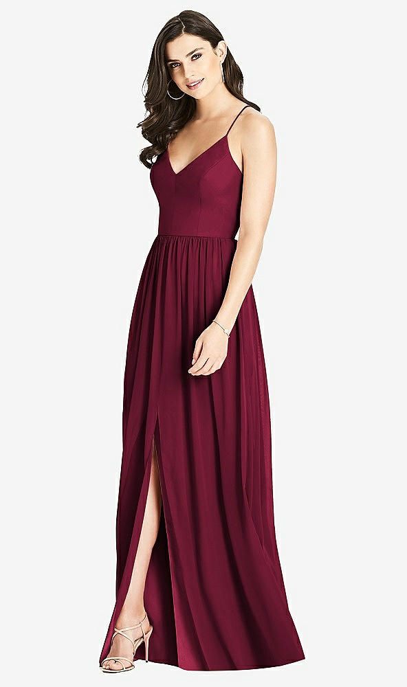 Front View - Cabernet Criss Cross Strap Backless Maxi Dress