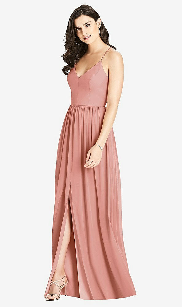 Front View - Desert Rose Criss Cross Strap Backless Maxi Dress