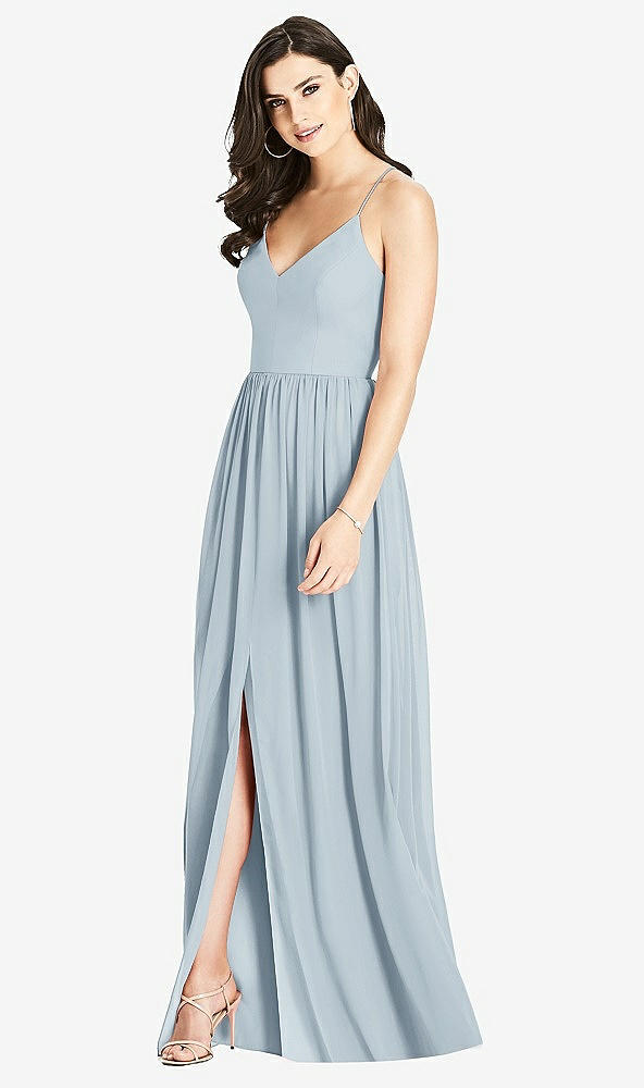 Front View - Mist Criss Cross Strap Backless Maxi Dress