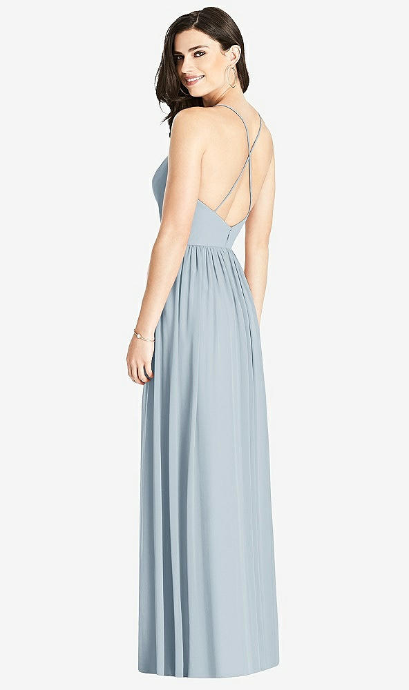 Back View - Mist Criss Cross Strap Backless Maxi Dress