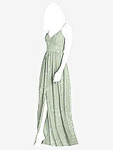 Front View Thumbnail - Vintage Primrose Sage Criss Cross Strap Backless Maxi Dress