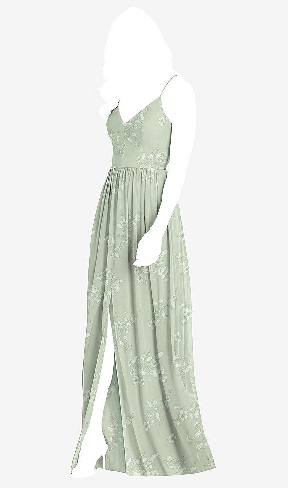 Front View - Vintage Primrose Sage Criss Cross Strap Backless Maxi Dress