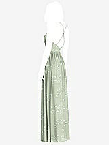 Rear View Thumbnail - Vintage Primrose Sage Criss Cross Strap Backless Maxi Dress