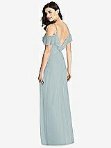 Rear View Thumbnail - Morning Sky Ruffled Cold-Shoulder Chiffon Maxi Dress