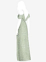 Rear View Thumbnail - Vintage Primrose Sage Ruffled Cold-Shoulder Chiffon Maxi Dress