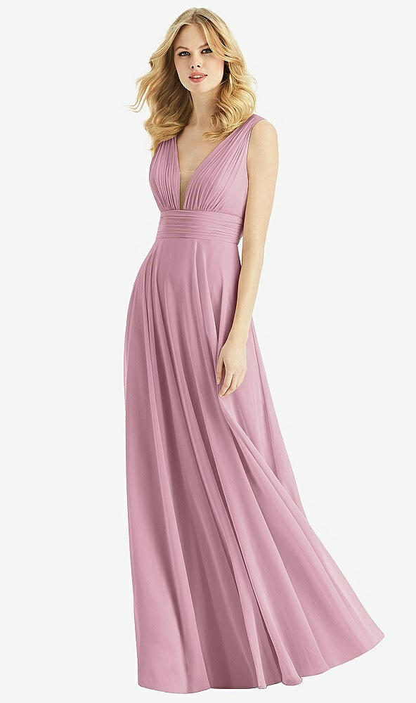 Front View - Dusty Pink & Light Nude Bella Bridesmaids Dress BB109