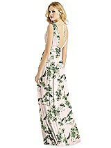 Rear View Thumbnail - Palm Beach Print & Light Nude Bella Bridesmaids Dress BB109