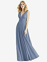 Front View Thumbnail - Larkspur Blue & Light Nude Bella Bridesmaids Dress BB109