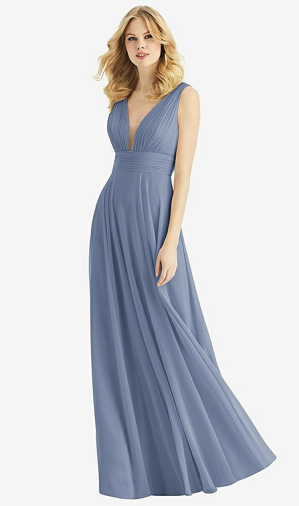 Front View - Larkspur Blue & Light Nude Bella Bridesmaids Dress BB109