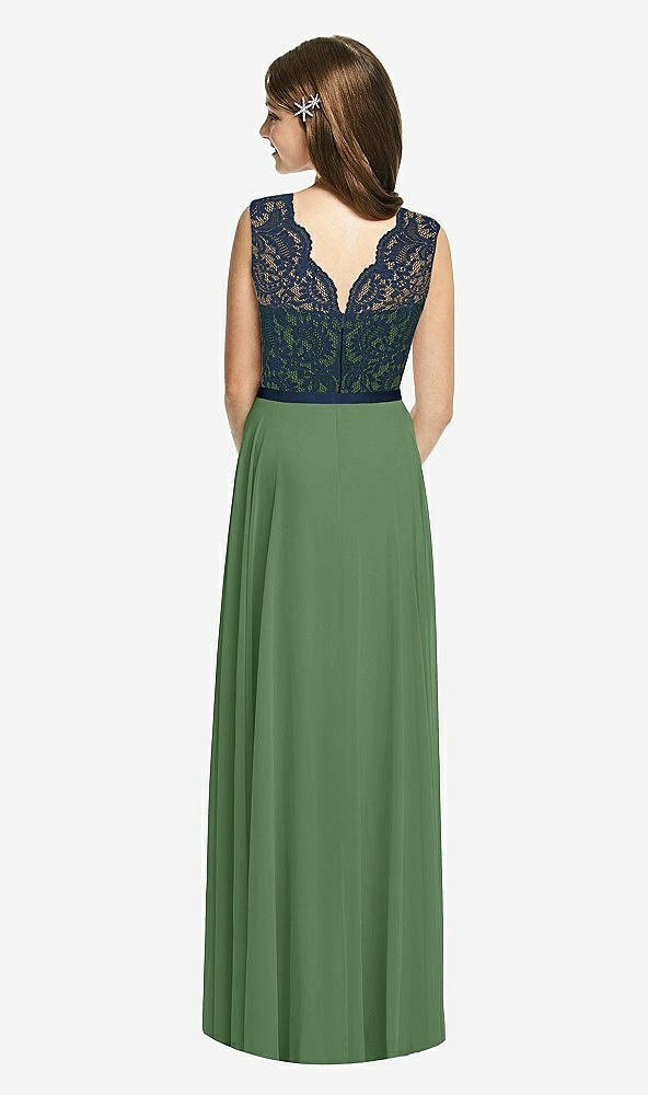 Back View - Vineyard Green & Midnight Navy Dessy Collection Junior Bridesmaid Dress JR542