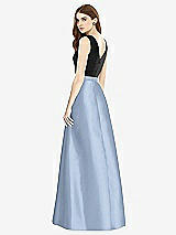 Rear View Thumbnail - Cloudy & Black Sleeveless A-Line Satin Dress with Pockets