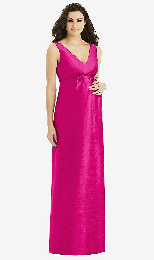 Front View - Think Pink Sleeveless Satin Twill Maternity Dress