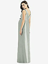 Rear View Thumbnail - Willow Green Sleeveless Satin Twill Maternity Dress