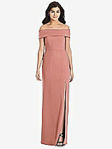 Front View Thumbnail - Desert Rose Cuffed Off-the-Shoulder Trumpet Gown
