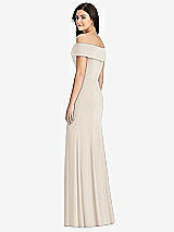 Rear View Thumbnail - Oat Cuffed Off-the-Shoulder Trumpet Gown
