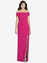 Front View Thumbnail - Think Pink Cuffed Off-the-Shoulder Trumpet Gown